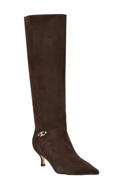 Calvin Klein Serray Pointed Toe Knee High Boot In Brown