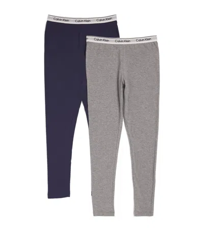 Calvin Klein Kids' Set Of 2 Logo Leggings In Grey