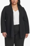 Calvin Klein Plus Size Shawl-collar Open-front Blazer In Black