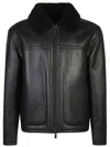 Calvin Klein Leather Pilot Leather Jacket In Black