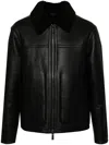 Calvin Klein Leather Pilot Leather Jacket In Black