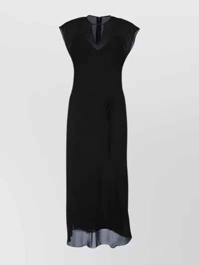 CALVIN KLEIN SHEER GEORGETTE NS MIDI DRESS