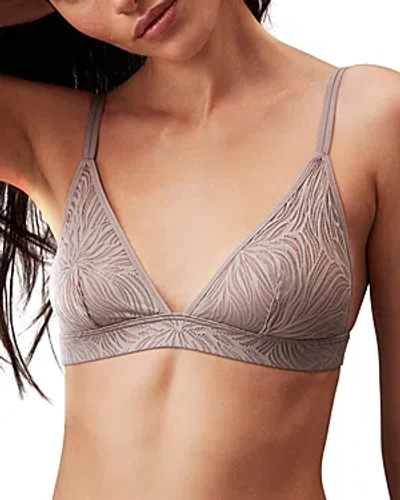 Calvin Klein Sheer Marquisette Lace Triangle Bra In Gray Sand