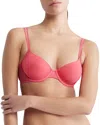 Calvin Klein Women's Sheer Marquisette Lightly Lined Demi Bra Qf6068 In Cerise Lipstick