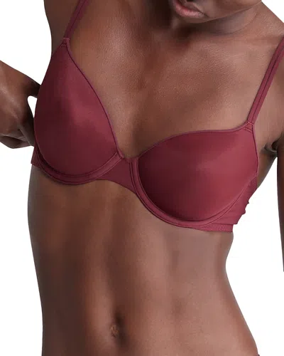 Calvin Klein Sheer Marquisette Spacer Demi Bra In Syrah
