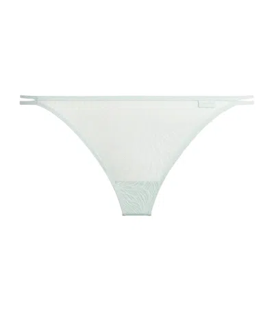 Calvin Klein Sheer Marquisette Thong In Blue
