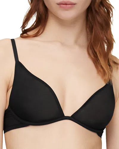 Calvin Klein Sheer Marquisette Unlined Plunge Bra In Black
