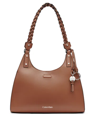 Calvin Klein Shelly Satchel In Brown