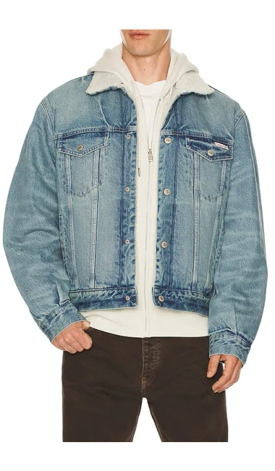 Calvin Klein Sherpa Trucker Jacket In Blue
