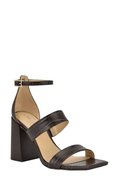 Calvin Klein Sheryl Ankle Strap Sandal In Dark Brown