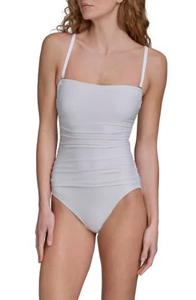Calvin Klein Shirred Bandeau One-piece Swimsuit In Bright White