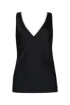 Calvin Klein Satin V-neck Sleeveless Top In Ckblack