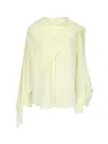Calvin Klein Draped Long Sleeve Asymmetric Top With Buttons In Yellow
