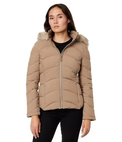 Pre-owned Calvin Klein Short Faux Fur Trim Puffer (black, Eggshell, Owl,+more)