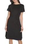 Calvin Klein Short Sleeve A-line Dress In Black