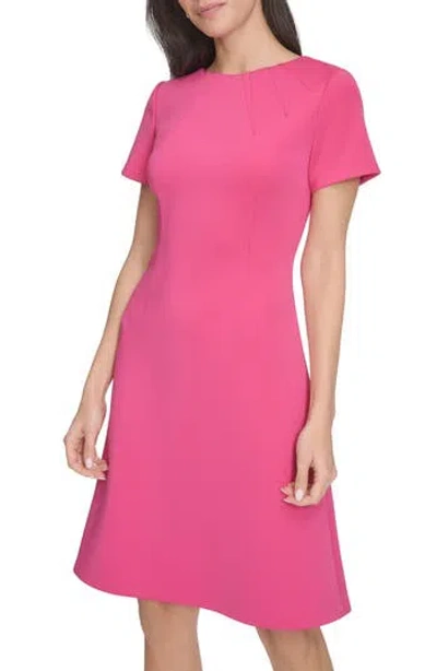 Calvin Klein Short Sleeve A-line Dress In Hibiscus