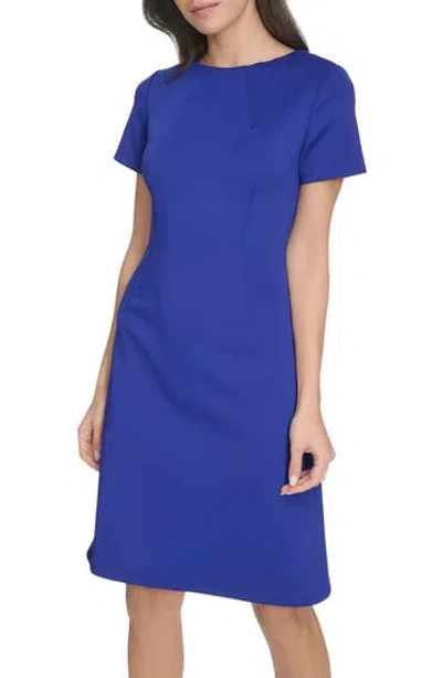 Calvin Klein Short Sleeve A-line Dress In Ultramarine