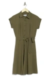 Calvin Klein Short Sleeve A-line Shirtdress In Caper