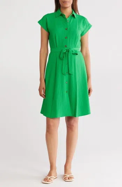 Calvin Klein Short Sleeve A-line Shirtdress In Fern