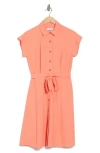 Calvin Klein Short Sleeve A-line Shirtdress In Melon