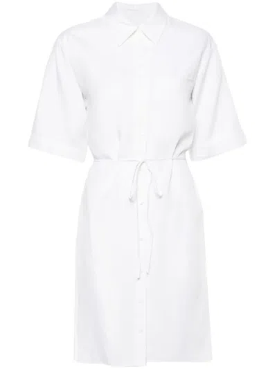 Calvin Klein Short-sleeve Belted Shirtdress In White