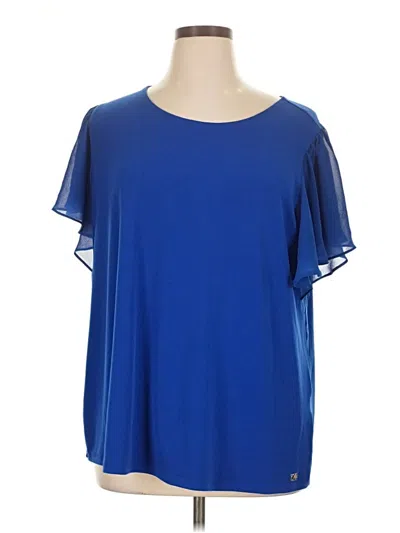Pre-owned Calvin Klein Short Sleeve Blouse In Blue