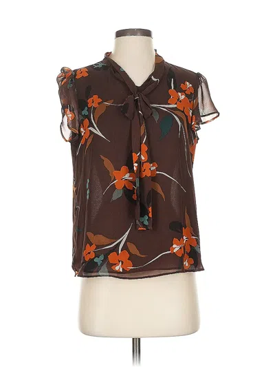 Pre-owned Calvin Klein Short Sleeve Blouse In Brown
