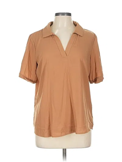 Pre-owned Calvin Klein Short Sleeve Blouse In Brown