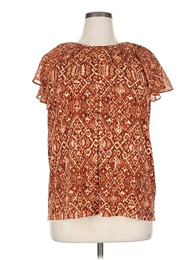 Pre-owned Calvin Klein Short Sleeve Blouse In Brown