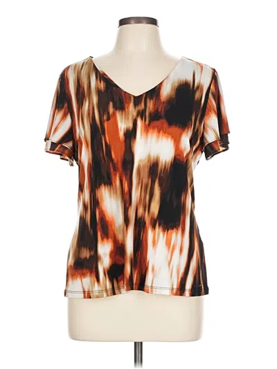 Pre-owned Calvin Klein Short Sleeve Blouse In Brown