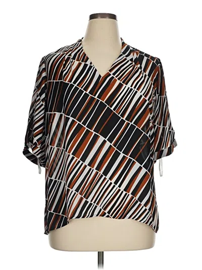 Pre-owned Calvin Klein Short Sleeve Blouse In Brown