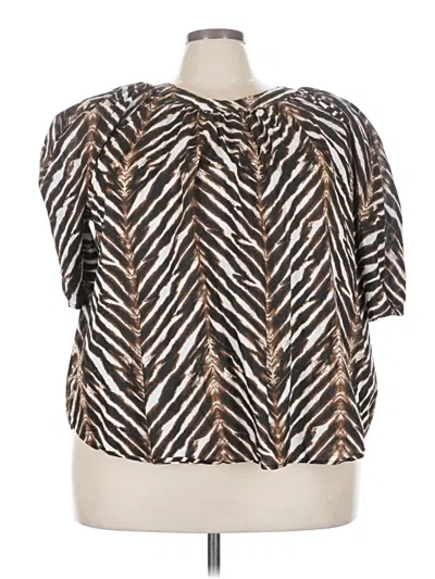 Pre-owned Calvin Klein Short Sleeve Blouse In Brown