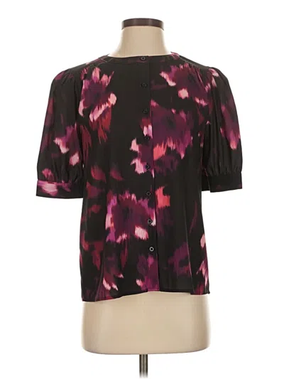 Pre-owned Calvin Klein Short Sleeve Blouse In Burgundy