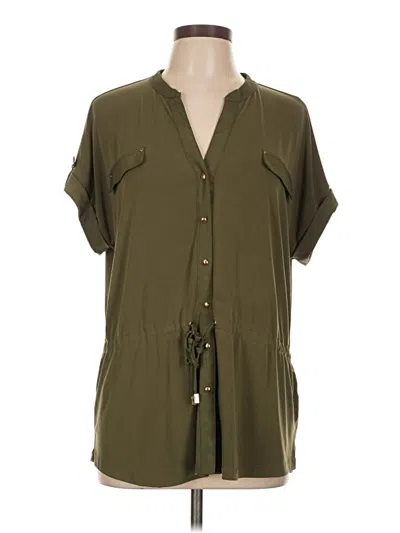 Pre-owned Calvin Klein Short Sleeve Blouse In Green