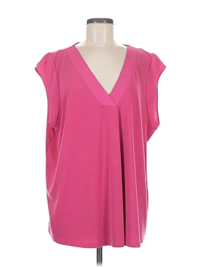 Pre-owned Calvin Klein Short Sleeve Blouse In Pink