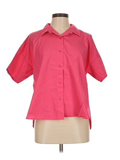 Pre-owned Calvin Klein Short Sleeve Blouse In Pink
