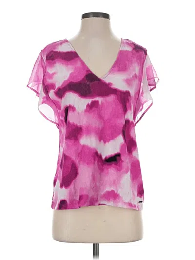 Pre-owned Calvin Klein Short Sleeve Blouse In Pink