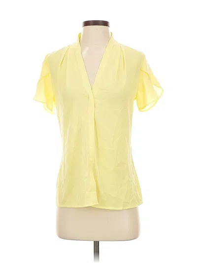 Pre-owned Calvin Klein Short Sleeve Blouse In Yellow