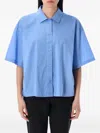 Calvin Klein Bowling Shirt Collared Neck In Blue