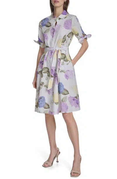 Calvin Klein Short Sleeve Cotton Shirtdress In White