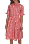 Calvin Klein Short Sleeve Cotton Shirtdress In Tulip Mult