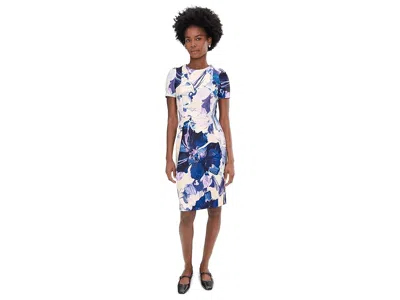 Calvin Klein Short Sleeve Floral Scuba Sheath In Multi