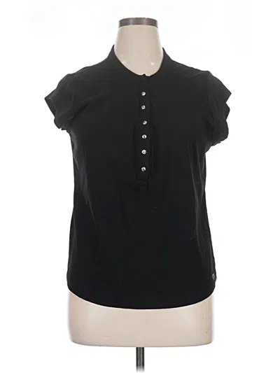 Pre-owned Calvin Klein Short Sleeve Henley Shirt In Black