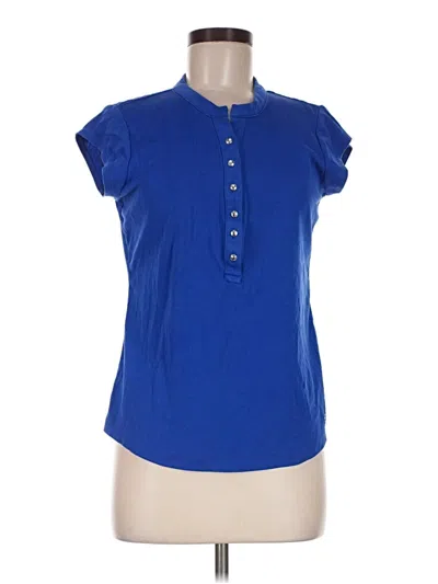 Pre-owned Calvin Klein Short Sleeve Henley Shirt In Blue