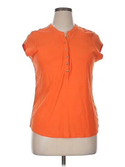 Pre-owned Calvin Klein Short Sleeve Henley Shirt In Orange
