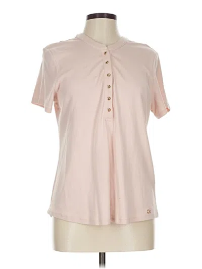 Pre-owned Calvin Klein Short Sleeve Henley Shirt In Pink