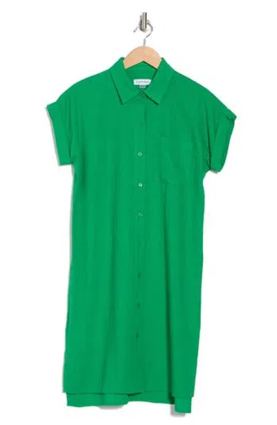 Calvin Klein Short Sleeve Linen Blend Shirtdress
