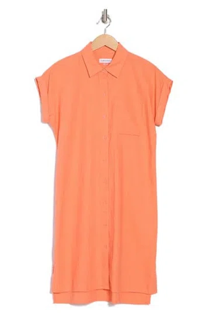 Calvin Klein Short Sleeve Linen Blend Shirtdress