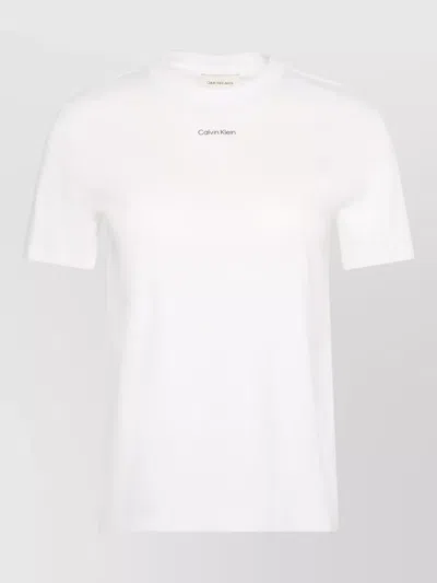 Calvin Klein Short Sleeve Logo T Shirt Crew Neck In White