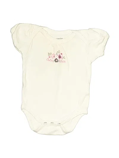 Pre-owned Calvin Klein Babies' Short Sleeve Onesie In Ivory